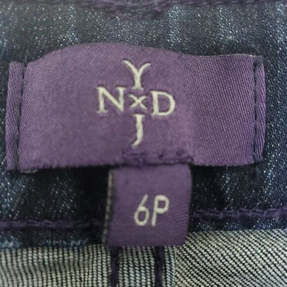 NYDJ Sheri Skinny Ventura Denim Blue Jean Dark Wash Factory Fading Star Print 6P - Picture 5 of 15